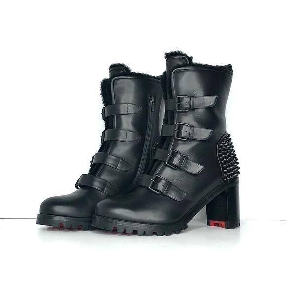 Christian Louboutin Glorymount 70 Spike Buckle Detail Lug Sole Boots 38.5 - Picture 1 of 9